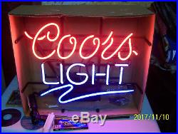 New Old Stock Vintage Coors Light Neon Lighted Sign With Swish Nos & N/r