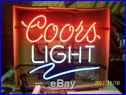 New Old Stock Vintage Coors Light Neon Lighted Sign With Swish Nos & N/r