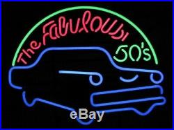 New The Fabulous 50's Old Vintage Neon Light Sign 24x20 Beer Bar Real Glass
