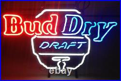 New Vintage Bud Dry Draft Keg Neon Beer Sign Bar Light For Mancave Budweiser