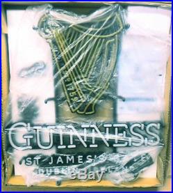 New Vtg Guinness Beer 3-d Gold Harp Led Neon Bar Sign Light Irish Pub Pro Motion