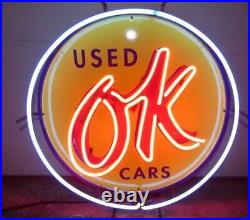 OK USED CARS 24x24 Neon Sign Shop Garage Handcraft Acrylic Glass Vintage Style