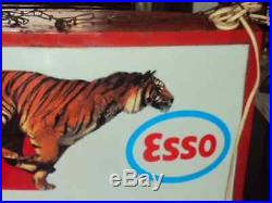 Old Double Light Up Box Sign Esso Tiger Vintage Oil Gas Not Porcelain Neon