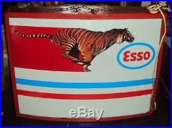 Old Double Light Up Box Sign Esso Tiger Vintage Oil Gas Not Porcelain Neon