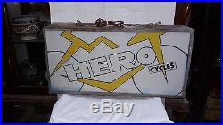 OLD VINTAGE HERO CYCLES LIGHT BOX SIGN NT NEON 1970s RAREST ART DECOR DESIGN