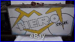 OLD VINTAGE HERO CYCLES LIGHT BOX SIGN NT NEON 1970s RAREST ART DECOR DESIGN