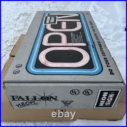 OPEN BUSINESS SIGN Fallon NEW VTG Unopened BOX 1998 BLUE BORDER NEON BRIGHT NOS