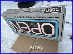 OPEN BUSINESS SIGN Fallon NEW VTG Unopened BOX 1998 BLUE BORDER NEON BRIGHT NOS