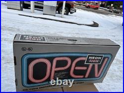 OPEN BUSINESS SIGN Fallon NEW VTG Unopened BOX 1998 BLUE BORDER NEON BRIGHT NOS