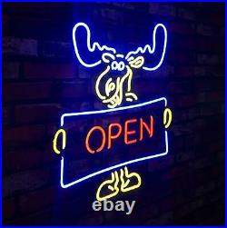 OPEN Deer Vintage Beer Bar Pub Shop Canteen Decor Neon Light Sign Lamp