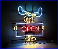 OPEN Deer Vintage Beer Bar Pub Shop Canteen Decor Neon Sign Light Lamp