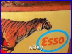 Old Esso Tiger Oil Vintage Light Box Sign Gas Station Garage Nt Porcelain Neon