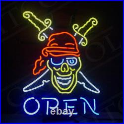 Open Neon Sign Light Vintage Art Man Cave Bar Shop Real Glass Decor 19