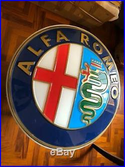 Original ALFA ROMEO Lighted Sign Neon Service Vintage 1980s Dealership Logo Mint