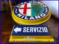Original ALFA ROMEO MILANO Neon Lighted Sign Service Dealership 1950 NOS Vintage