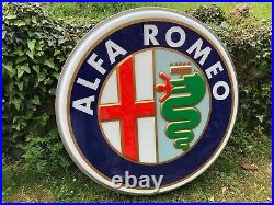 Original ALFA ROMEO Sign Service NOS Vintage 1980's Dealership Logo Neon Lighted