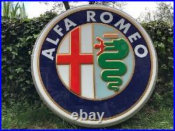 Original ALFA ROMEO Sign Service NOS Vintage 1980's Dealership Logo Neon Lighted