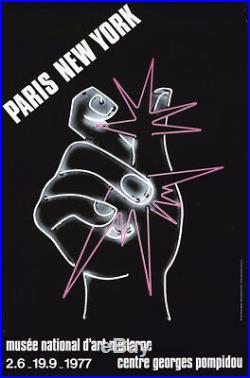 Original Vintage Poster Paris New York 1977 Neon Pompidou Exhibition