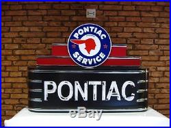 Pontiac Chevrolet Neon Sign! Metal Vintage New Style Gas & Oil Man Cave