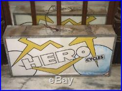 PRE HONDA 50s HERO CYCLES LIGHT BOX SIGN VINTAGE MOTORCYCLE BIKE NT ENAMEL NEON
