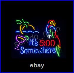 Parrot It's 500 Somewhere Open Neon Sign Bar Shop Vintage Style Gift 24x20