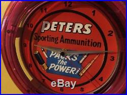 ^^^Peter's Hunting Ammuntion Firearms Ammo Store Man Cave Neon Wall Clock Sign