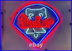 Philadelphia Phillies Bar Vintage Artwork Glass 24x20 Neon Light Sign Cave