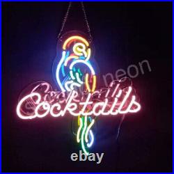 Pink Cocktails Parrot Vintage Style Neon Beer Sign Bar Shop Wall Custom Light 24