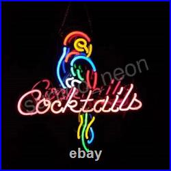 Pink Cocktails Parrot Vintage Style Neon Beer Sign Bar Shop Wall Custom Light 24