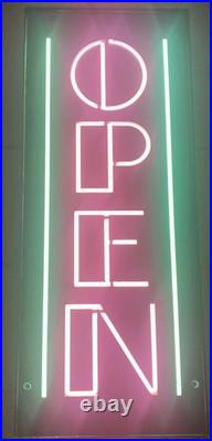 Pink & Green Neon Open Sign Real Neon Tubing. Vintage-80s Neon Colors