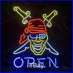 Pirates Open Pub Porcelain Custom Beer Artwork Neon Sign Store Gift Vintage