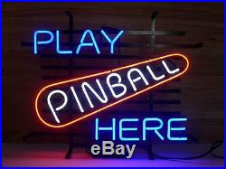Play Pinball Here Real Vintage Neon Light Sign Game Room Collectible Sign Q107
