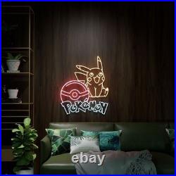 Pocket Monster LED Neon Sign 36x24 Light Man Cave Beer Bar Vintage Wall Decor