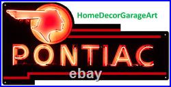 Pontiac Dealer Flat Metal Sign (NOT Neon Lighted), Vintage Style Garage Art
