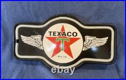 Pre Owned Vintage Nostalgic Red Neon Lighted Replica Hanging Texaco Sign