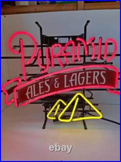Pyramid brewery ales & Lagers bar sign beer neon vintage pub lighted rare 26x19