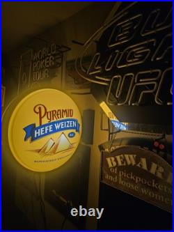 Pyramid hefeweizen bar sign beer led neon type rare vintage 2 sided pub light