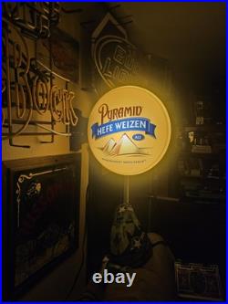 Pyramid hefeweizen bar sign beer led neon type rare vintage 2 sided pub light