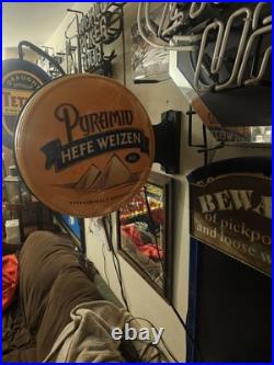Pyramid hefeweizen bar sign beer led neon type rare vintage 2 sided pub light