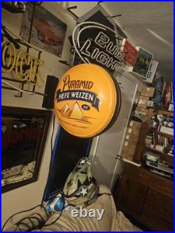 Pyramid hefeweizen bar sign beer led neon type rare vintage 2 sided pub light