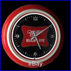 RARE Miller High Life Beer Neon Light Up Bar Clock Sign Game Room VINTAGE