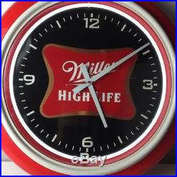 RARE Miller High Life Beer Neon Light Up Bar Clock Sign Game Room VINTAGE