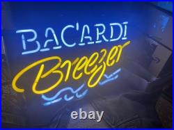 RARE VINTAGE 1990's Bacardi Breezer Rum Real Glass Neon Light Bar Sign Nostalgic