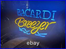RARE VINTAGE 1990's Bacardi Breezer Rum Real Glass Neon Light Bar Sign Nostalgic