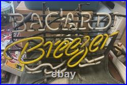 RARE VINTAGE 1990's Bacardi Breezer Rum Real Glass Neon Light Bar Sign Nostalgic