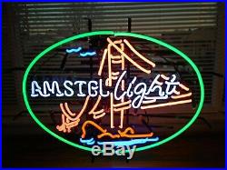RARE VINTAGE AMSTEL LIGHT NEON LIGHTED BEER SIGN31-1/4 x 22-1/4TAVERNBAR