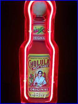 Rare Vintage Cholula Hot Sauce Neon Bar Pub Light Sign 19in High 6.5in Wide