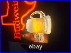 RARE VIntage BUDWEISER BEER lighted sign Texas 80s light neon mancave pub htf