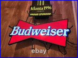 RARE Vintage 1996 Atlanta Olympic Games Budweiser Neon Sign Beer Light 100th