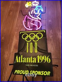RARE Vintage 1996 Atlanta Olympic Games Budweiser Neon Sign Beer Light 100th